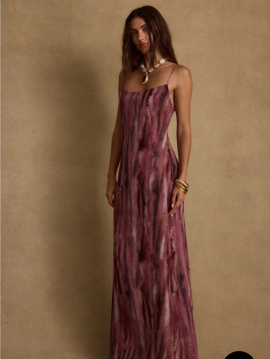 12th Tribe Dresses & Skirts - 12th Tribe Mauve Marble-Print Slip Maxi Dress